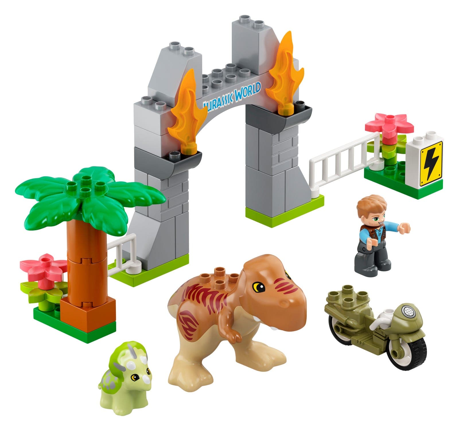 LEGO sættet T. rex and Triceratops Dinosaur Breakout