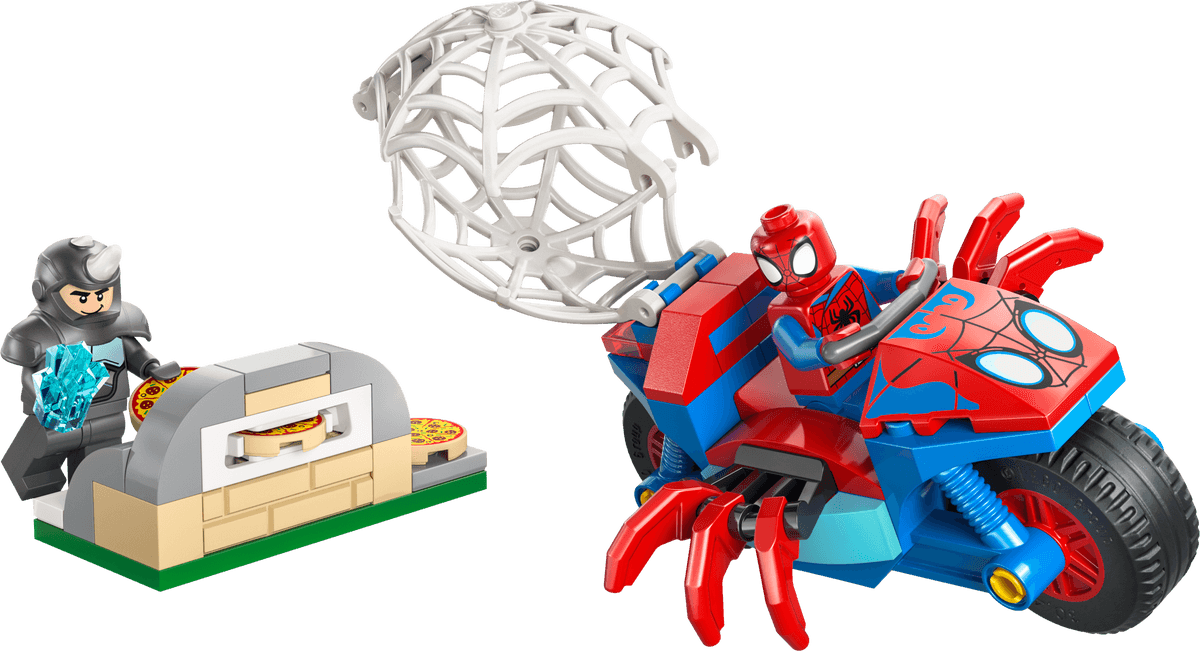 LEGO sættet Spidey on his Motorcycle vs. Rhino