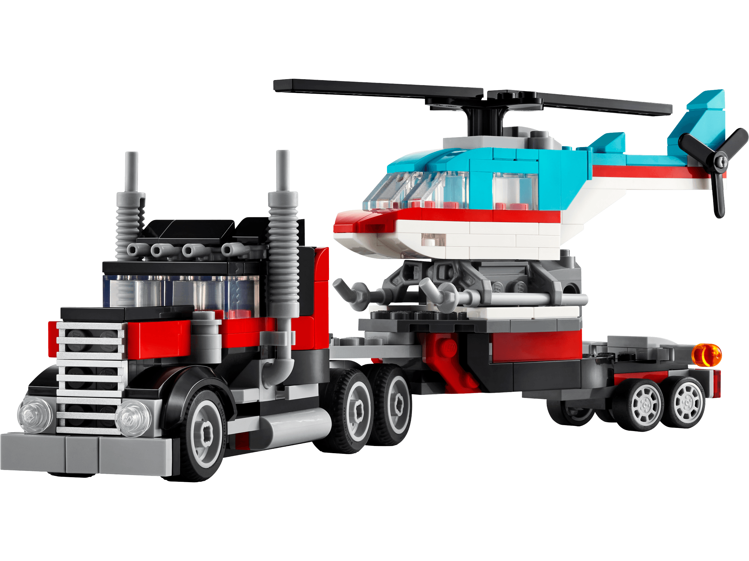 LEGO sættet Flatbed Truck with Helicopter