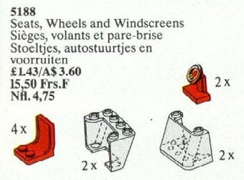 LEGO sættet Seats, Steering Wheels and Windscreens