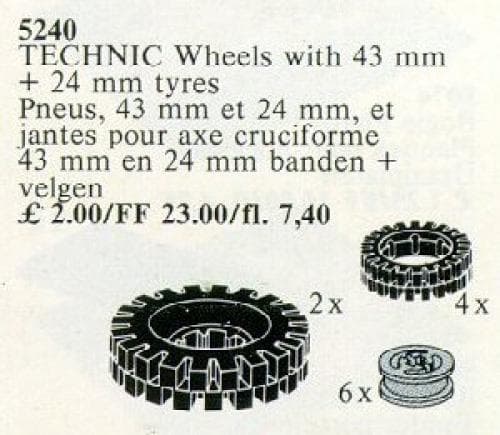LEGO sættet TECHNIC Wheels with 43 mm + 24 mm tyres