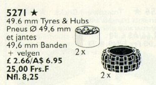LEGO sættet White Hubs & Tires / 49.6 mm Tyres & Hubs