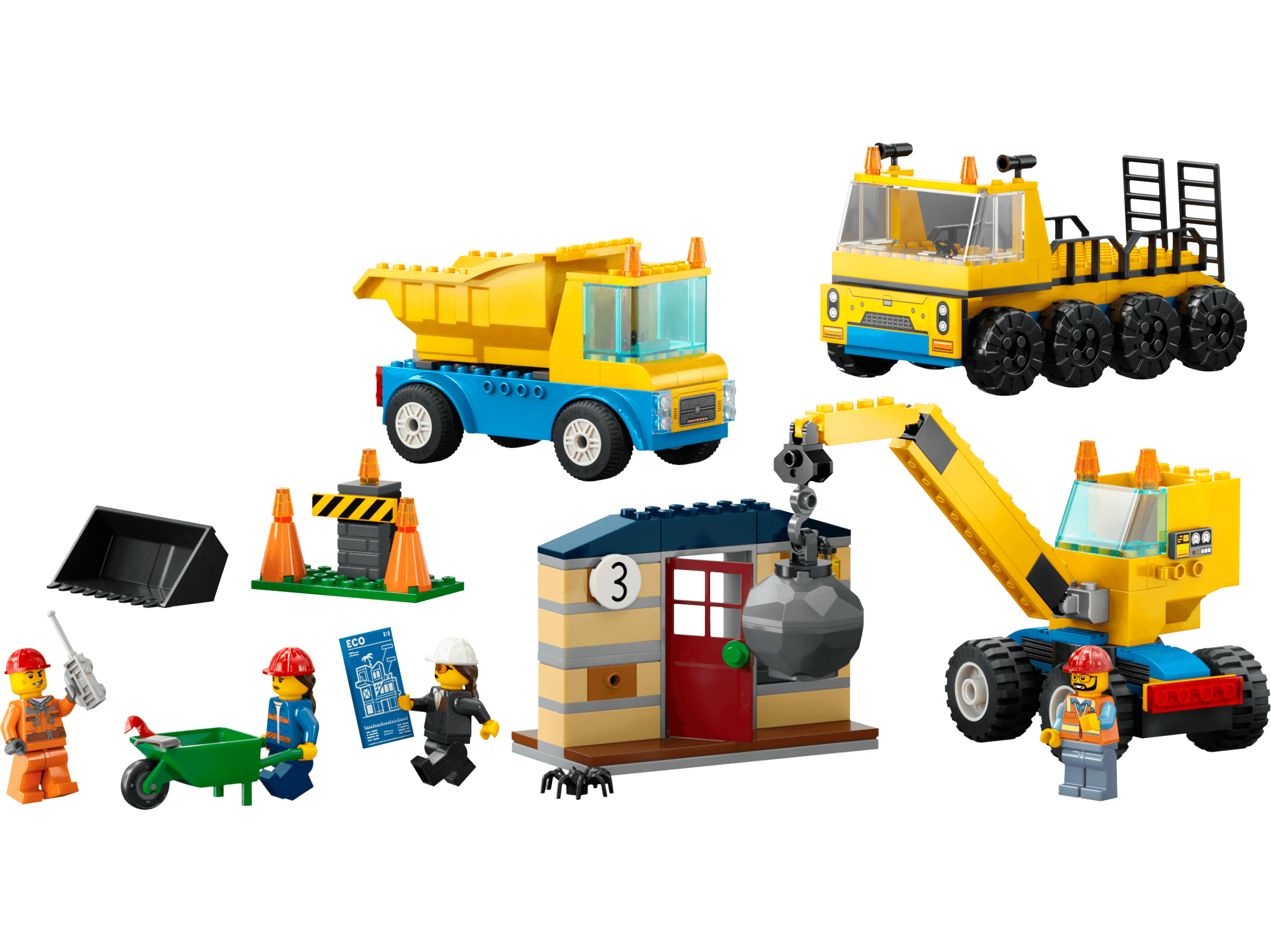 LEGO sættet Construction Trucks and Wrecking Ball Crane