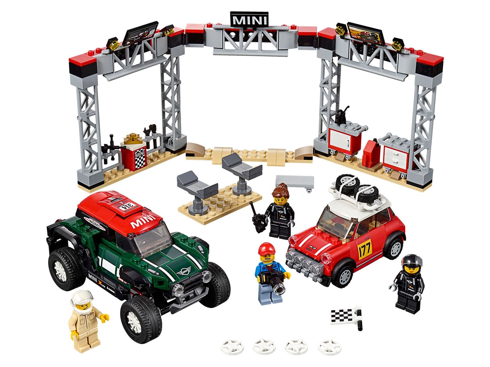 LEGO sættet 1967 Mini Cooper S Rally and 2018 MINI John Cooper Works Buggy