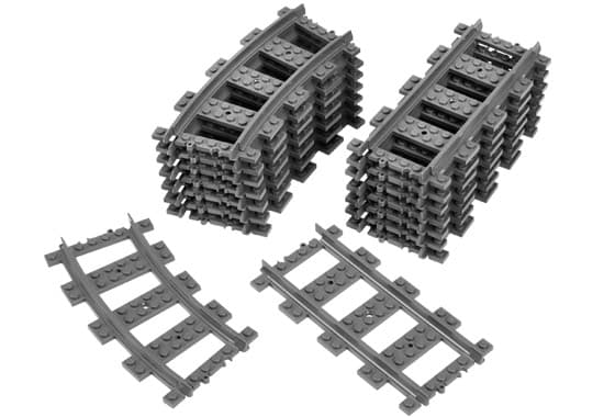 LEGO sættet Straight and Curved Rails for RC Trains