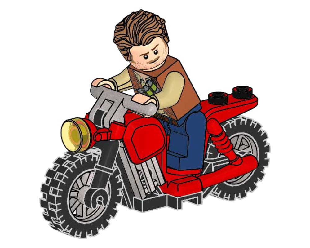 LEGO sættet Owen Grady and Red Motorbike