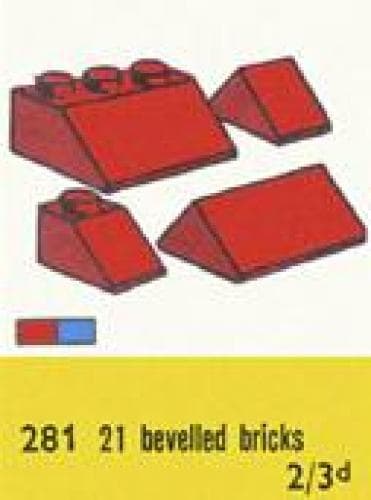 LEGO sættet 1 x 2 and 3 x 2 Sloping Bricks, Red