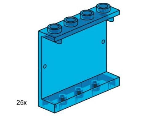 LEGO sættet 1 x 3 x 4 Wall Element Transparent Blue (Train Window)