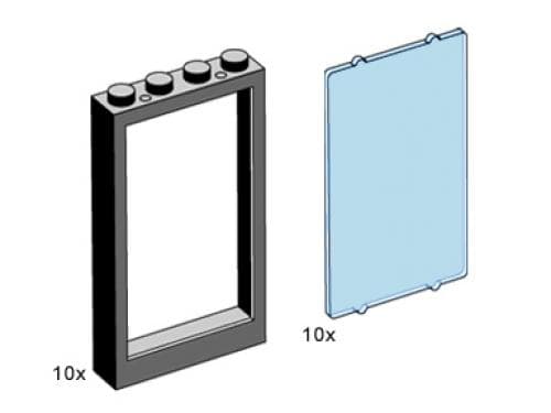 LEGO sættet 1 x 4 x 5 Black Window Frame with Blue Pane