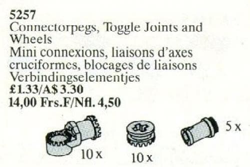 LEGO sættet Connector Pegs, Toggle Joints, and Wheels