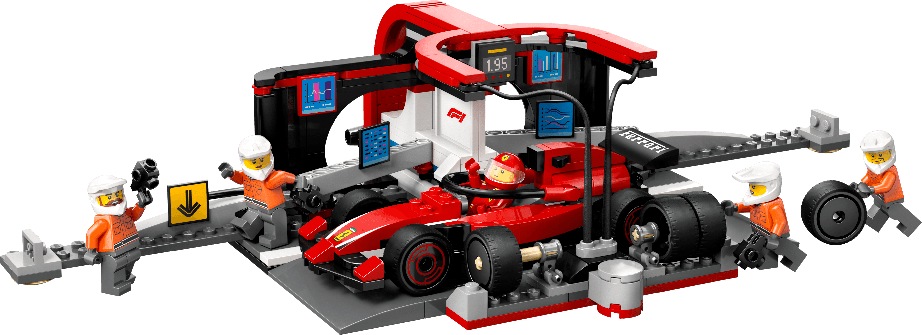 LEGO sættet F1 Pit Stop & Pit Crew with Ferrari Car