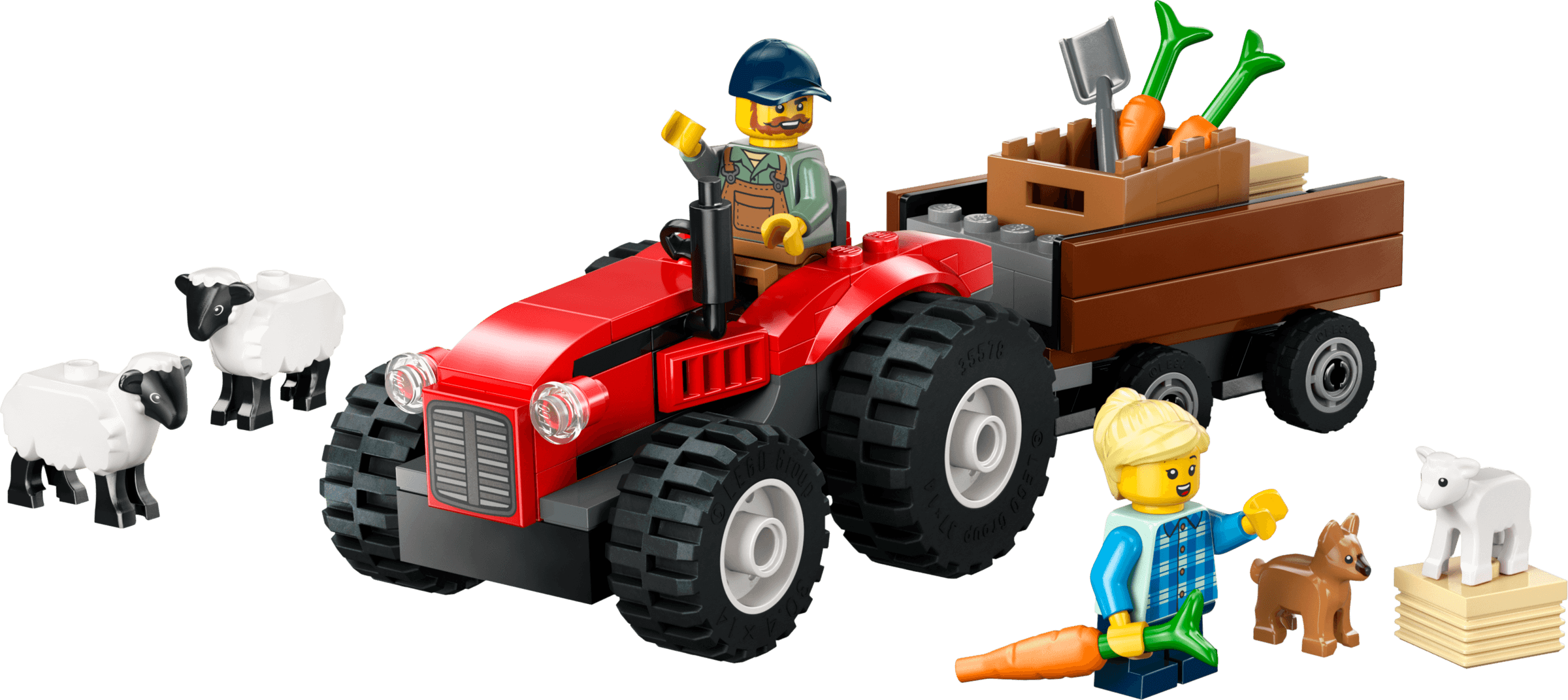 LEGO sættet Red Farm Tractor with Trailer & Sheep