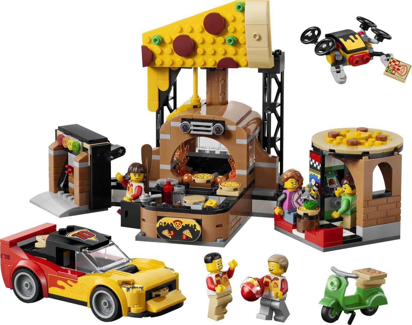 LEGO sættet Pizza Delivery Experience with Vehicles