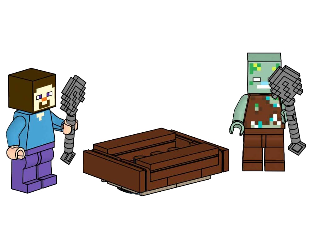 LEGO sættet Steve with Boat and Water Zombie