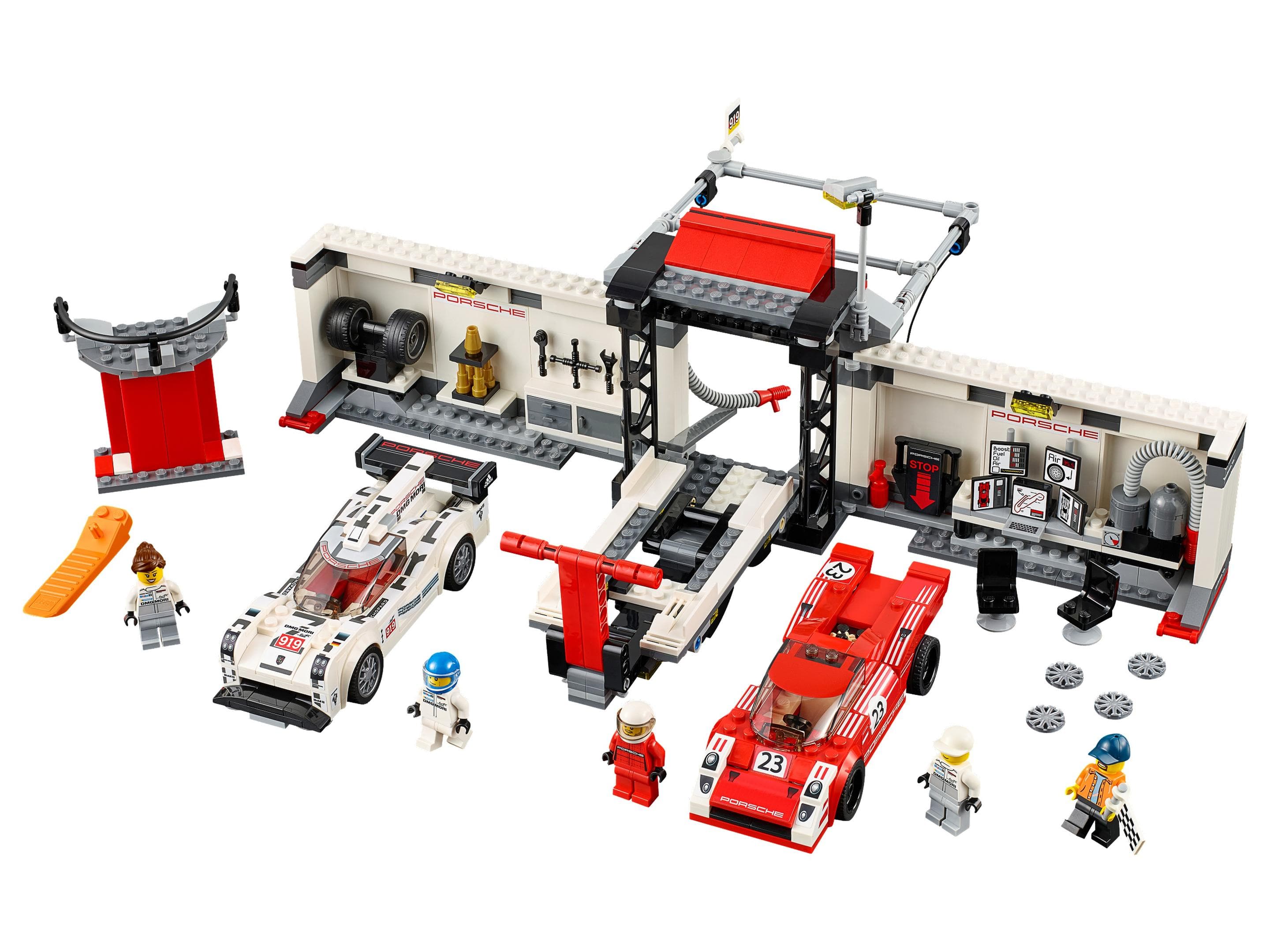 LEGO sættet Porsche 919 Hybrid and 917K Pit Lane