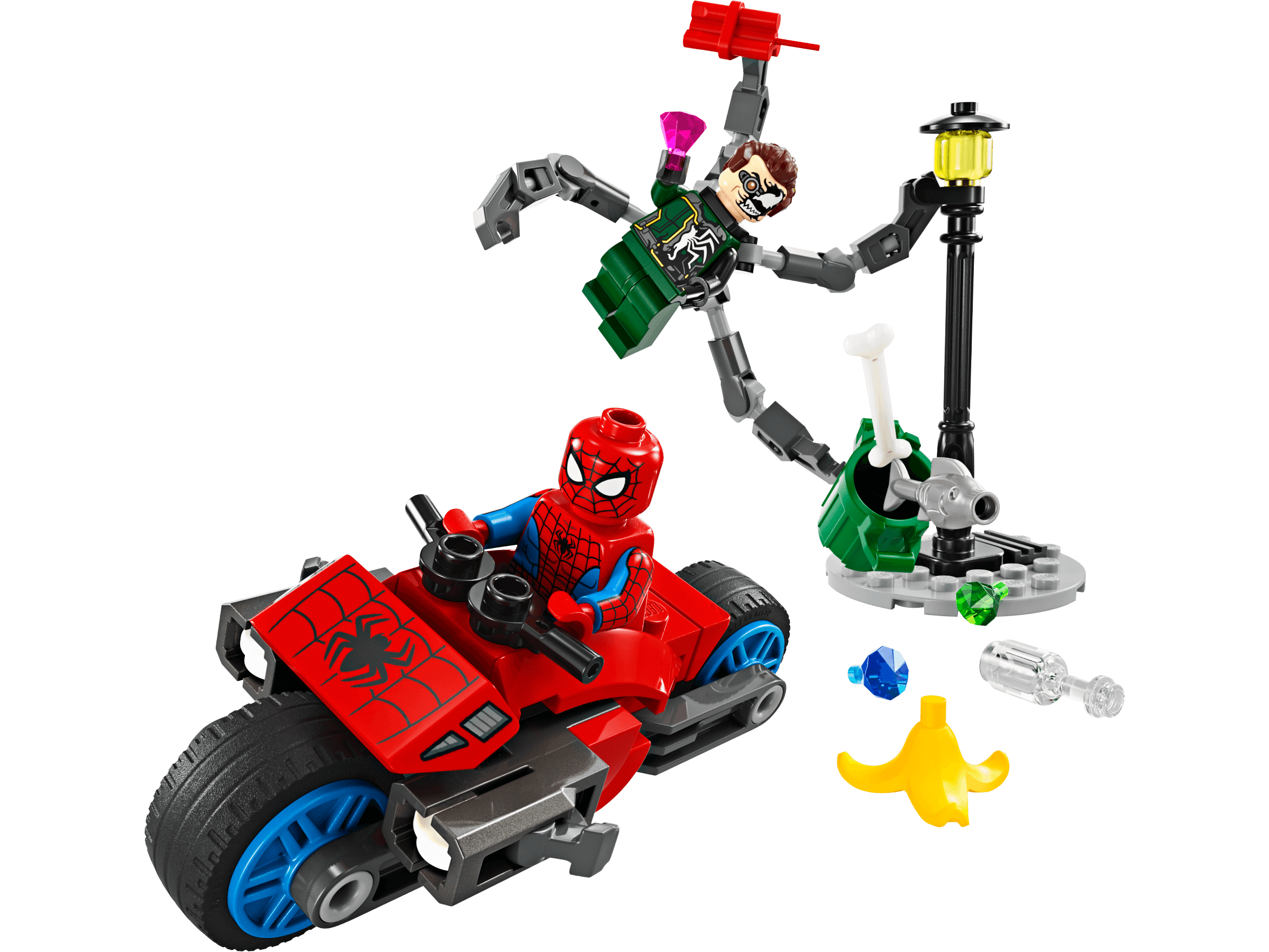 LEGO sættet Motorcycle Chase: Spider-Man vs. Doc Ock