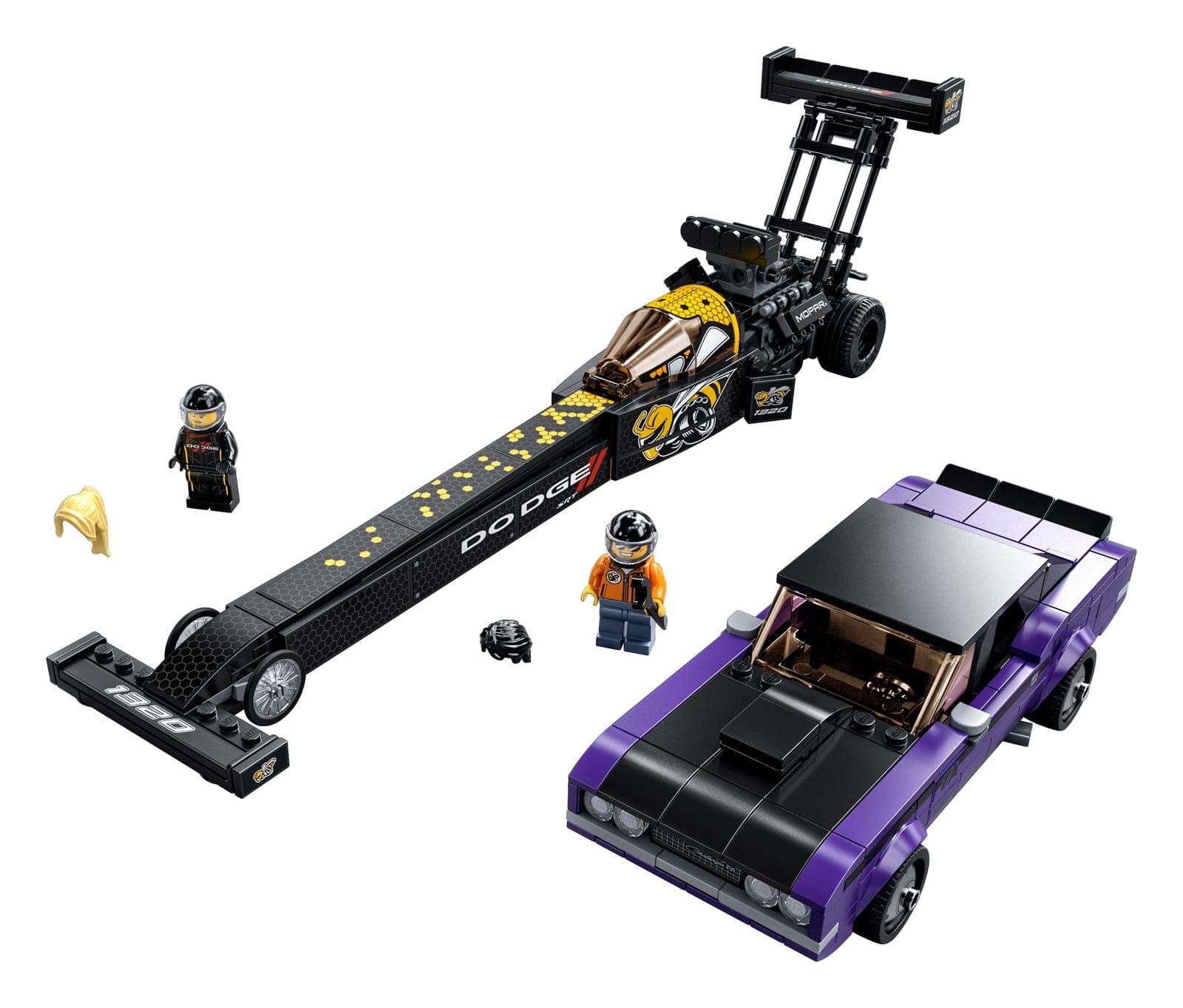 LEGO sættet Mopar Dodge//SRT Top Fuel Dragster and 1970 Dodge Challenger T/A
