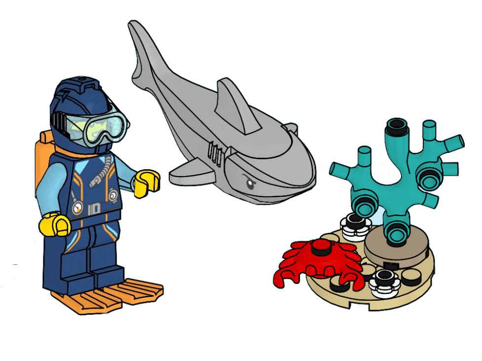 LEGO sættet Diver, Shark and Crab
