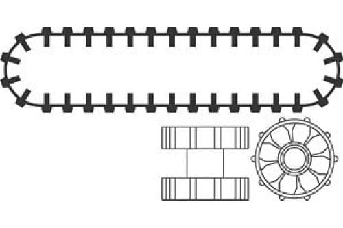 LEGO sættet Caterpillar Hub and Tread (Set of 2 treads 4 Hubs)