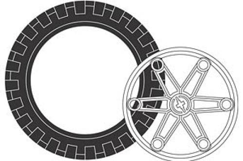 LEGO sættet Large Tire and Hub (2 tires 2 hubs)